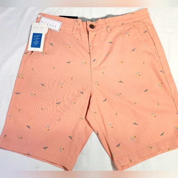 Jach's NY Mens Bleecker Stretch Twill Short Size 31 Pink All Over Pattern - Picture 1 of 12